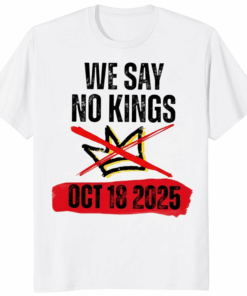 No Kings Day October 18 T Shirt in white color – soft cotton democratic movement apparel.