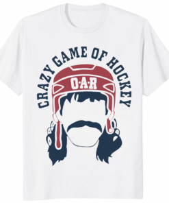 O A R Crazy Game of Hockey Long Sleeve Shirt White from TeesParadise