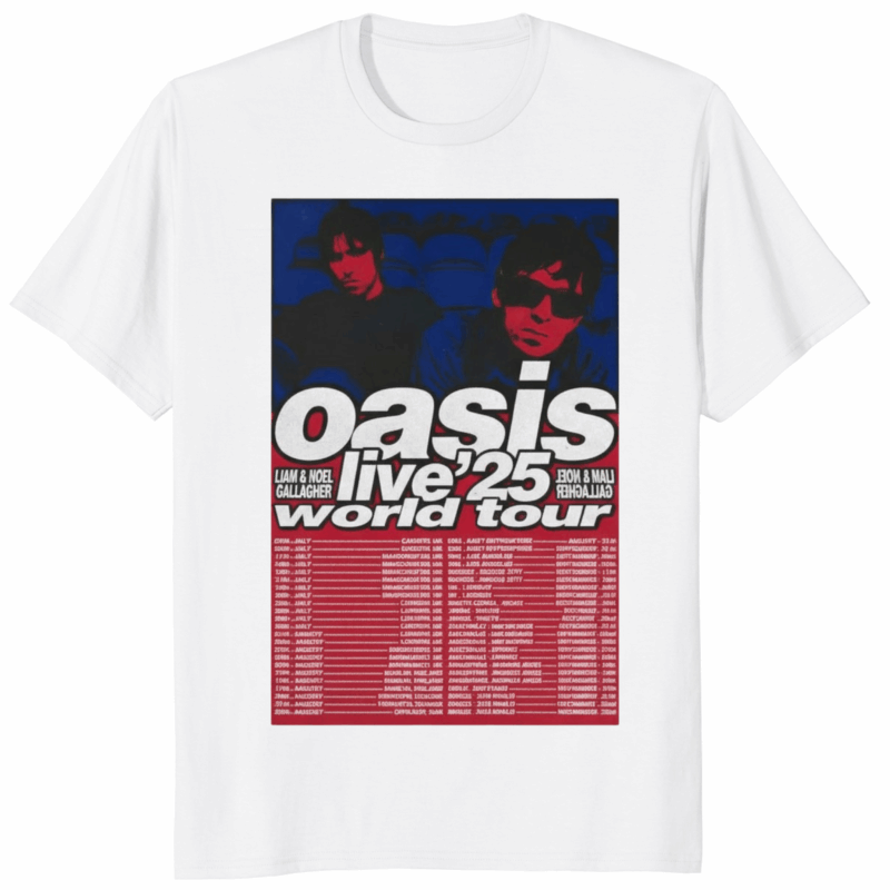 Oasis Live In 2025 World Tour Poster Shirt 16 Oasis Live In 2025 World Tour Poster Shirt in white