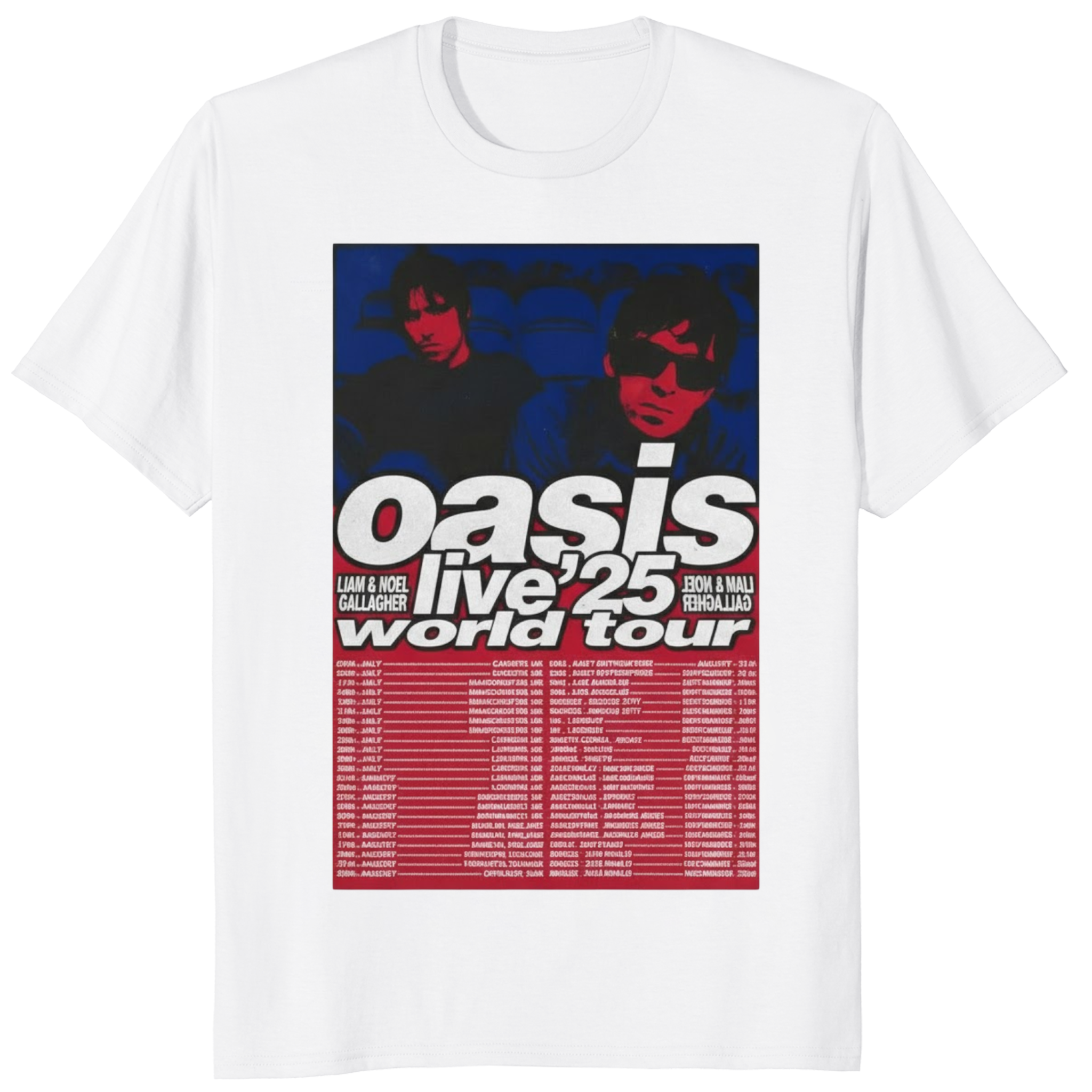 Oasis Live In 2025 World Tour Poster Shirt 1 Oasis Live In 2025 World Tour Poster Shirt in white