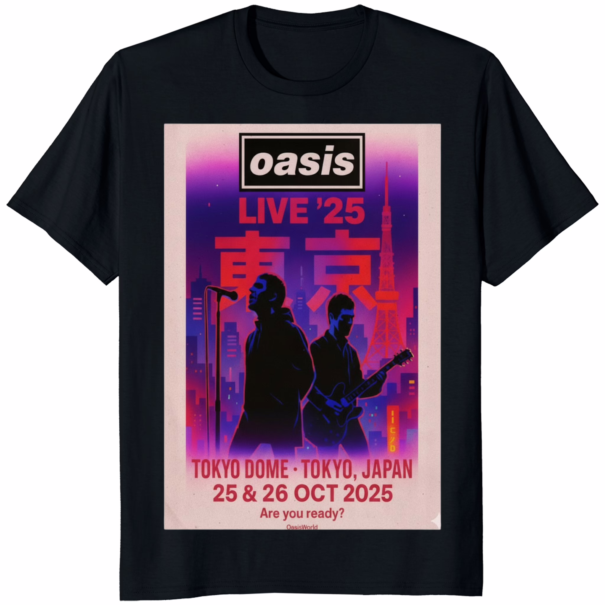 Oasis Oct 25-26 2025 Tokyo Dome In Tokyo Japan Poster Shirt 1 Oasis Oct 25–26 2025 Tokyo Dome in Tokyo Japan Poster Shirt black