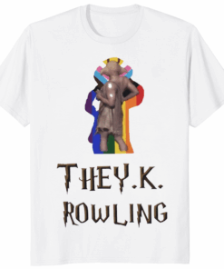 Official New They K Rowling Shirt in white – minimalist meme tee inspired by J.K. Rowling controversy