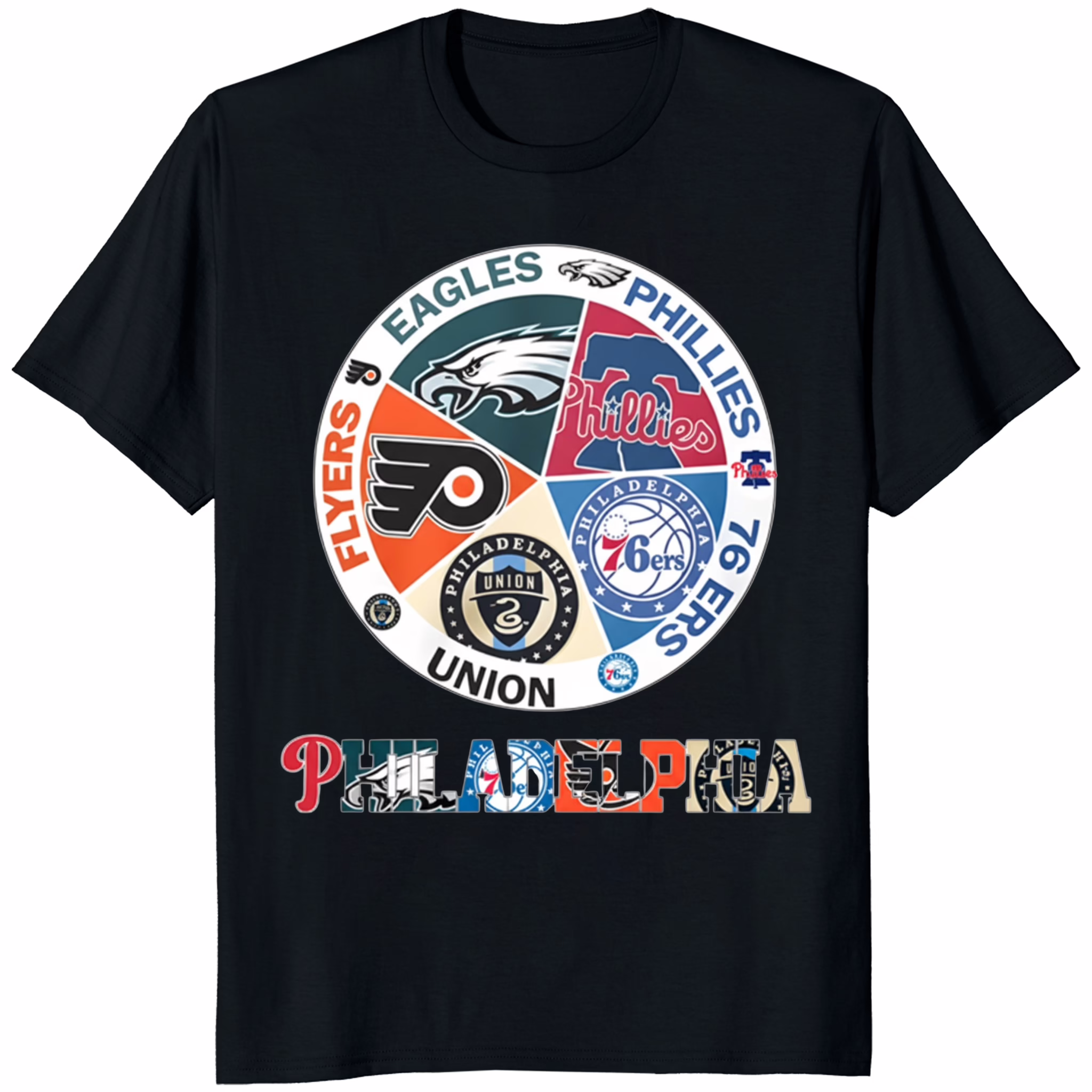 Philadelphia Teams Flyers Eagles Phillies 76 Ers Union Shirt 1 Philadelphia Teams Flyers Eagles Phillies 76 Ers Union Shirt black version
