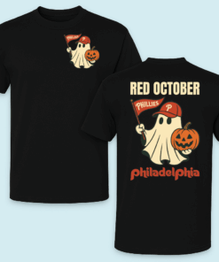 Phillies Halloween Red October Ghost Shirt black double sided