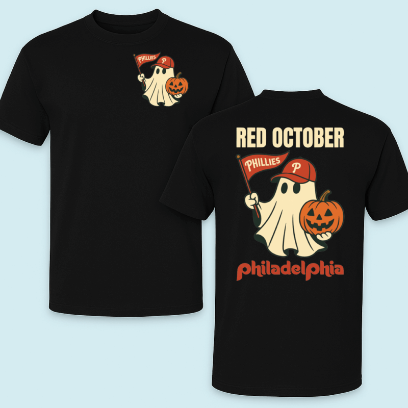 Phillies Halloween Red October Ghost Shirt 32 Phillies Halloween Red October Ghost Shirt black double sided