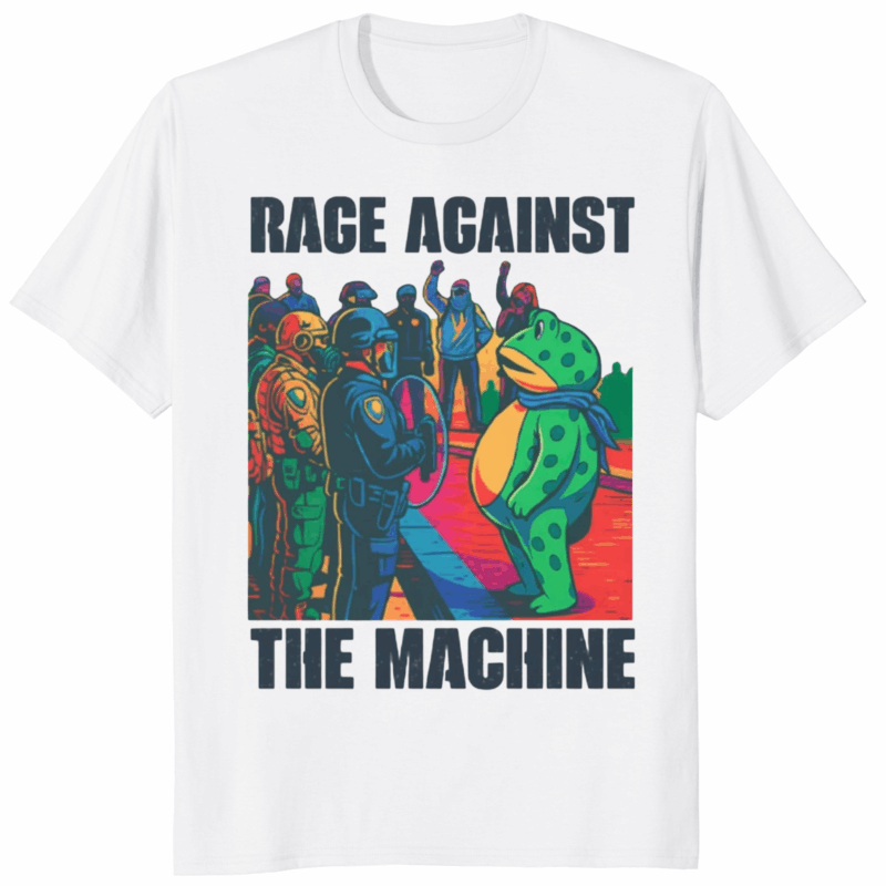 Portland Frog Anti-ICE Rage Against The Machine Shirt in White