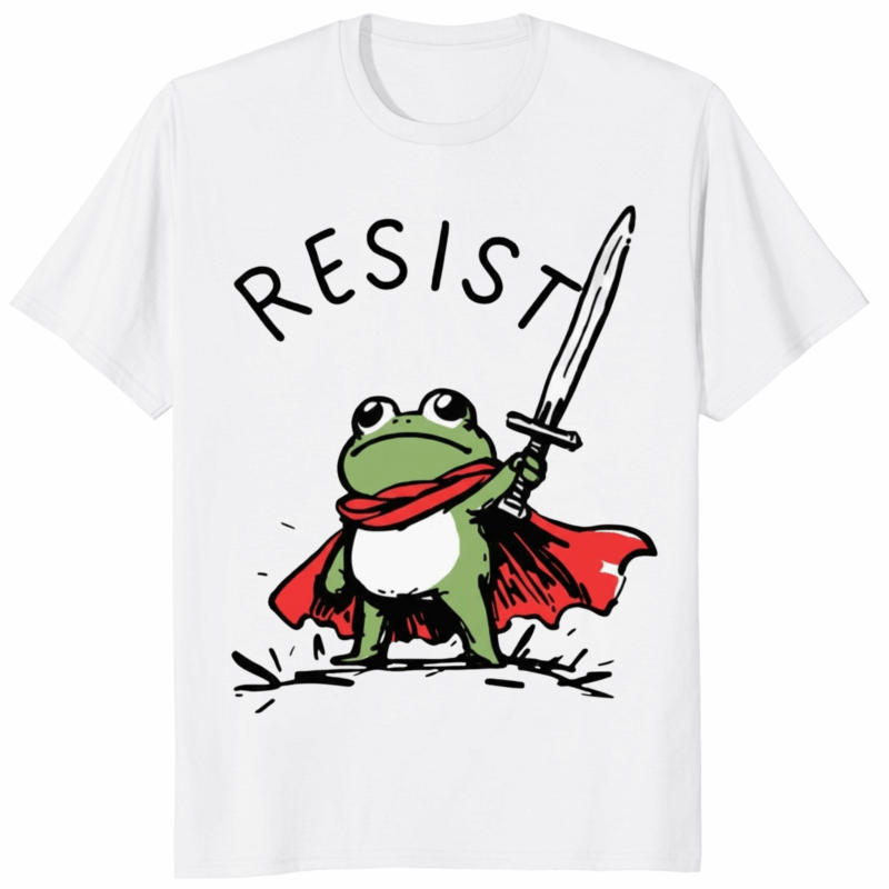Portland Frog Resist Anti ICE T Shirt in White – Peaceful protest design