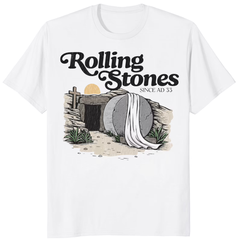 Rolling Stones He Is Risen Since AD33 Shirt white t-shirt front view