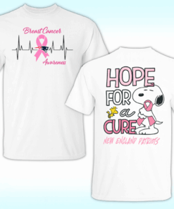 Snoopy New England Patriots Hope For A Cure Breast Cancer Shirt double sided front and back design
