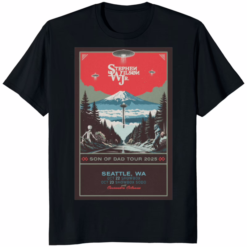 Stephen Wilson Jr Seattle Showbox SoDo 2025 Tour Shirt on black background
