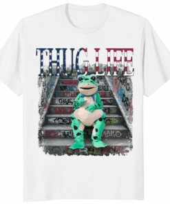 Thug Life Portland Frog Protest Shirt in white color