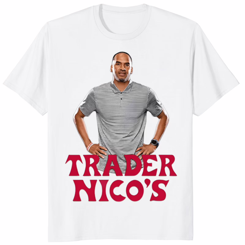 Trader Nicos Harrison and Trader Joe Shirt white variant