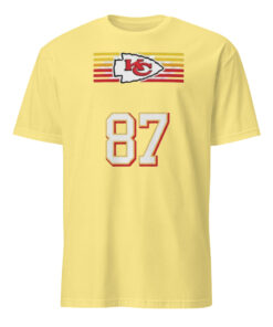 Travis Kelce Pregame 87 Chiefs Logo Shirt Cornsilk