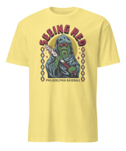 Philadelphia Phanatic Seeing Red Graphic Streetwear Shirt in cornsilk
