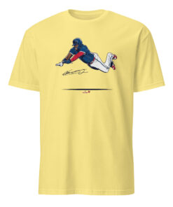 Vladimir Guerrero Jr Super Vlad Flying Slide Shirt 13 Vladimir Guerrero Jr Super Vlad Flying Slide Shirt in Cornsilk
