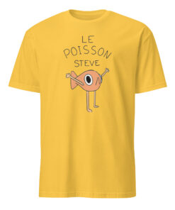 Le Poisson Steve Shirt 19 Le Poisson Steve Shirt Daisy Front – Funny French fish meme t-shirt in bright daisy yellow cotton