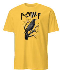 F-Caw-F Black Crow Moonlit Raven Shirt in daisy yellow color