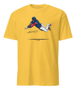 Vladimir Guerrero Jr Super Vlad Flying Slide Shirt in Daisy Yellow