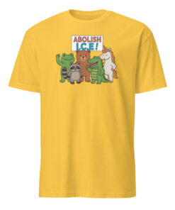 Daisy Yellow Abolish ICE Protest Shirt with Animal Icons