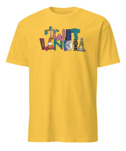 The Twits Dont Stress Kids Shirt in daisy yellow – bright, cheerful kids graphic tee