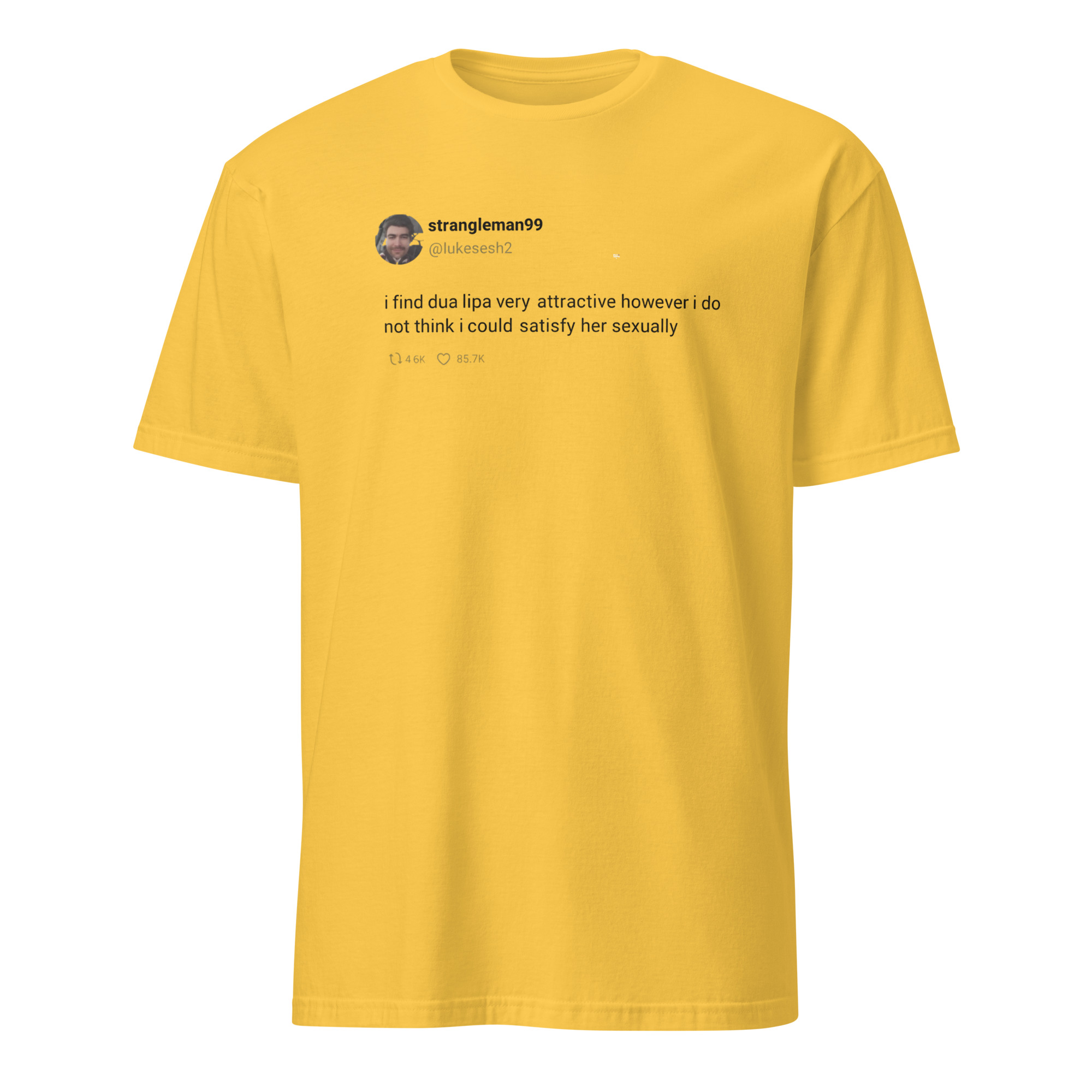 Strangleman99 Tweet Shirt 2 Daisy Yellow Strangleman99 Tweet Shirt – Bright Funny Tee