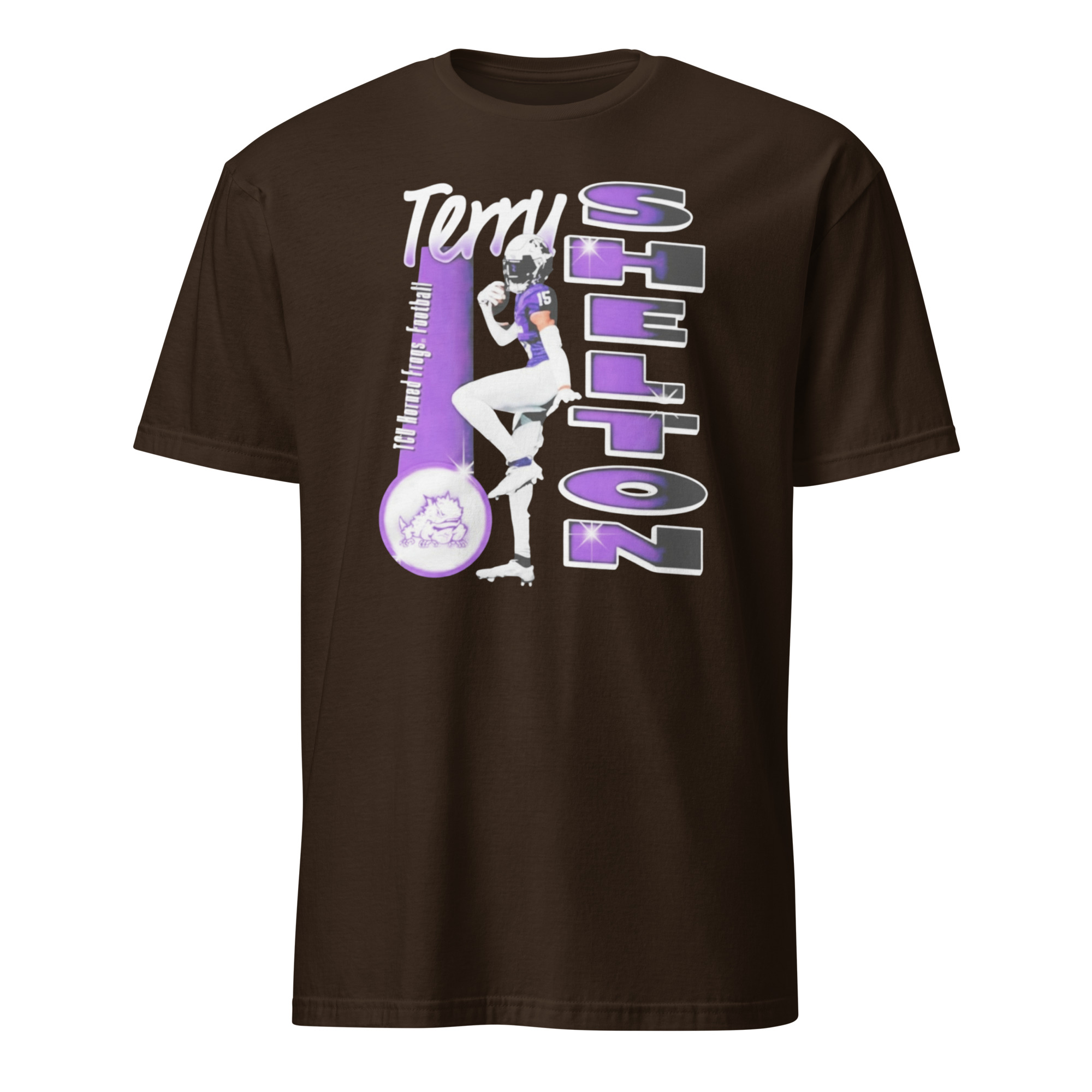 Terry Shelton TCU Horned Frogs Portrait Shirt 3 Terry Shelton TCU Horned Frogs Portrait Shirt dark chocolate color