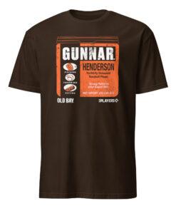 Gunnar Henderson Old Bay Can Shirt 8 Gunnar Henderson Old Bay Can Shirt dark chocolate color Maryland pride tee