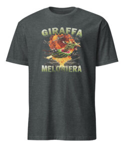 Dark heather Giraffa Meloniera Italian Brainrot Shirt – surrealist meme fashion piece
