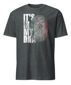Its In DNA Mexican Shirt 9 Its In DNA Mexican Shirt dark heather variant showing tricolor Mexican fingerprint pattern