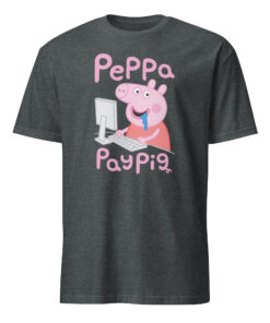 Cartoon Peppa Pay Pig Shirt 7 Cartoon Peppa Pay Pig Shirt dark heather color soft cotton humorous graphic tee