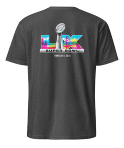 Official Bad Bunny Super Bowl 2026 Logo Shirt 23 Official Bad Bunny Super Bowl 2026 Logo Shirt dark heather grey color back view