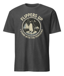Flippers Up I Stand With The Penguins Shirt dark heather grey color