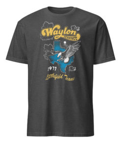 Waylon Jennings Daydreamer Littlefield Texas 1977 Shirt 11 Waylon Jennings Daydreamer Littlefield Texas 1977 dark heather grey shirt featuring faded Texas outline graphic.