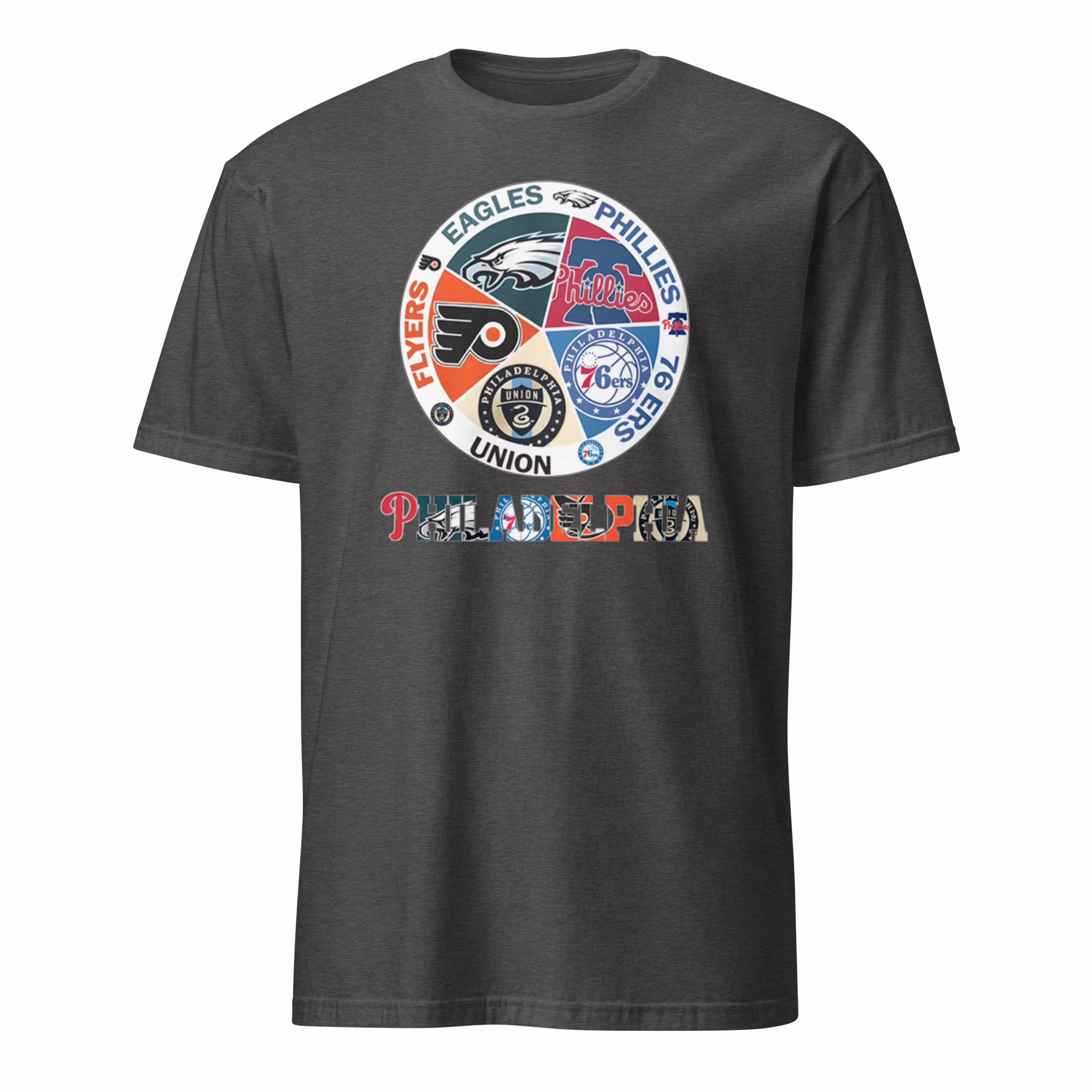 Philadelphia Teams Flyers Eagles Phillies 76 Ers Union Shirt 5 Philadelphia Teams Flyers Eagles Phillies 76 Ers Union Shirt dark heather grey version