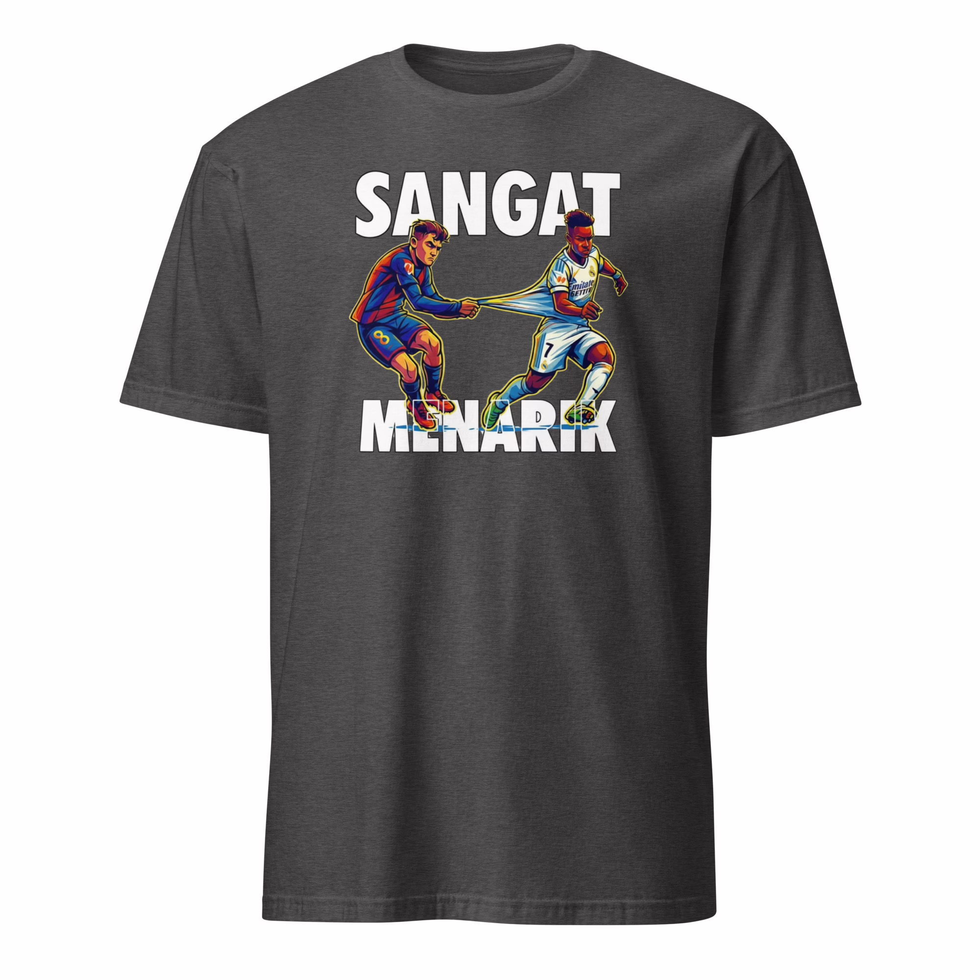 Pedri Pulling Vini Shirt 5 Pedri Pulling Vini Shirt dark heather grey football rivalry tee