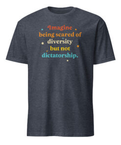 Heather navy blue version of the viral protest slogan shirt