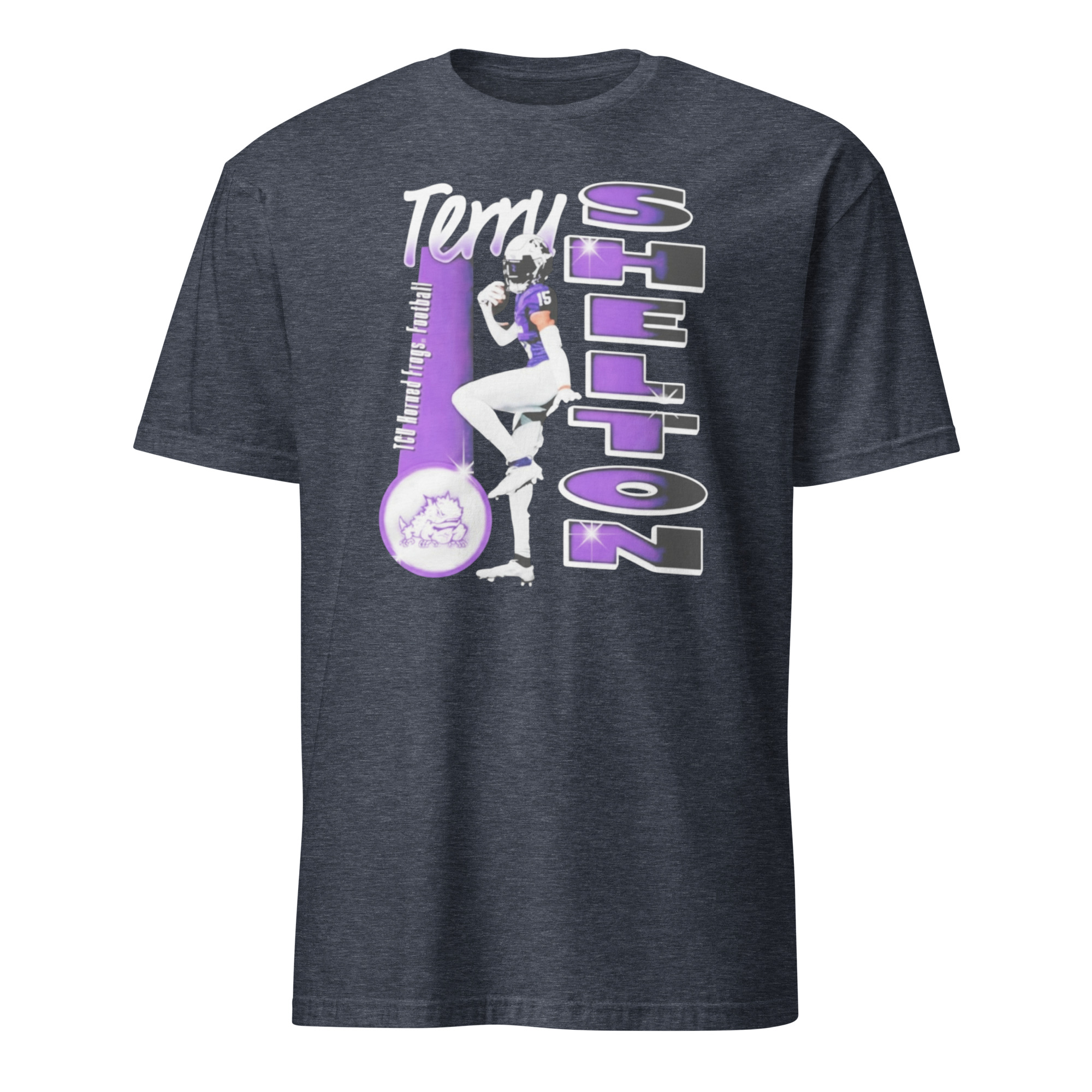 Terry Shelton TCU Horned Frogs Portrait Shirt 5 Terry Shelton TCU Horned Frogs Portrait Shirt heather navy color