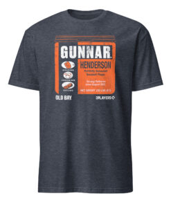 Gunnar Henderson Old Bay Can Shirt 10 Gunnar Henderson Old Bay Can Shirt heather navy blue tone baseball streetwear