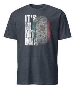 Its In DNA Mexican Shirt 10 Its In DNA Mexican Shirt heather navy with Mexico heritage fingerprint graphic