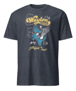 Waylon Jennings Daydreamer Littlefield Texas 1977 Shirt 10 Waylon Jennings Daydreamer Littlefield Texas 1977 heather navy shirt with soft texture and retro music design.
