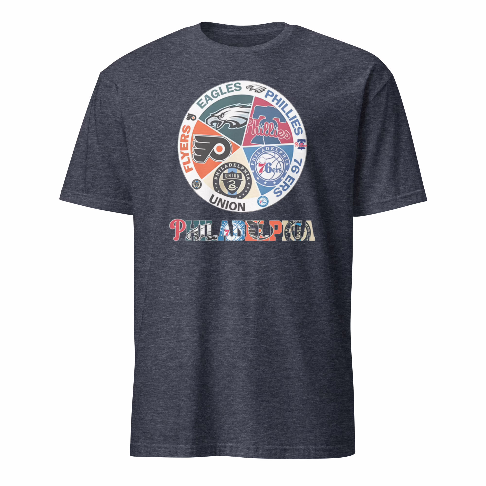 Philadelphia Teams Flyers Eagles Phillies 76 Ers Union Shirt 4 Philadelphia Teams Flyers Eagles Phillies 76 Ers Union Shirt heather navy variant