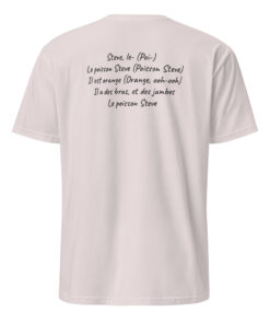 Le Poisson Steve Shirt 26 Le Poisson Steve Shirt Ice Grey Back – Funny French fish meme t-shirt rear view in soft ice grey cotton