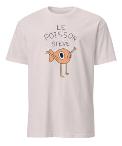Le Poisson Steve Shirt 25 Le Poisson Steve Shirt Ice Grey Front – Funny French fish meme t-shirt in soft ice grey cotton
