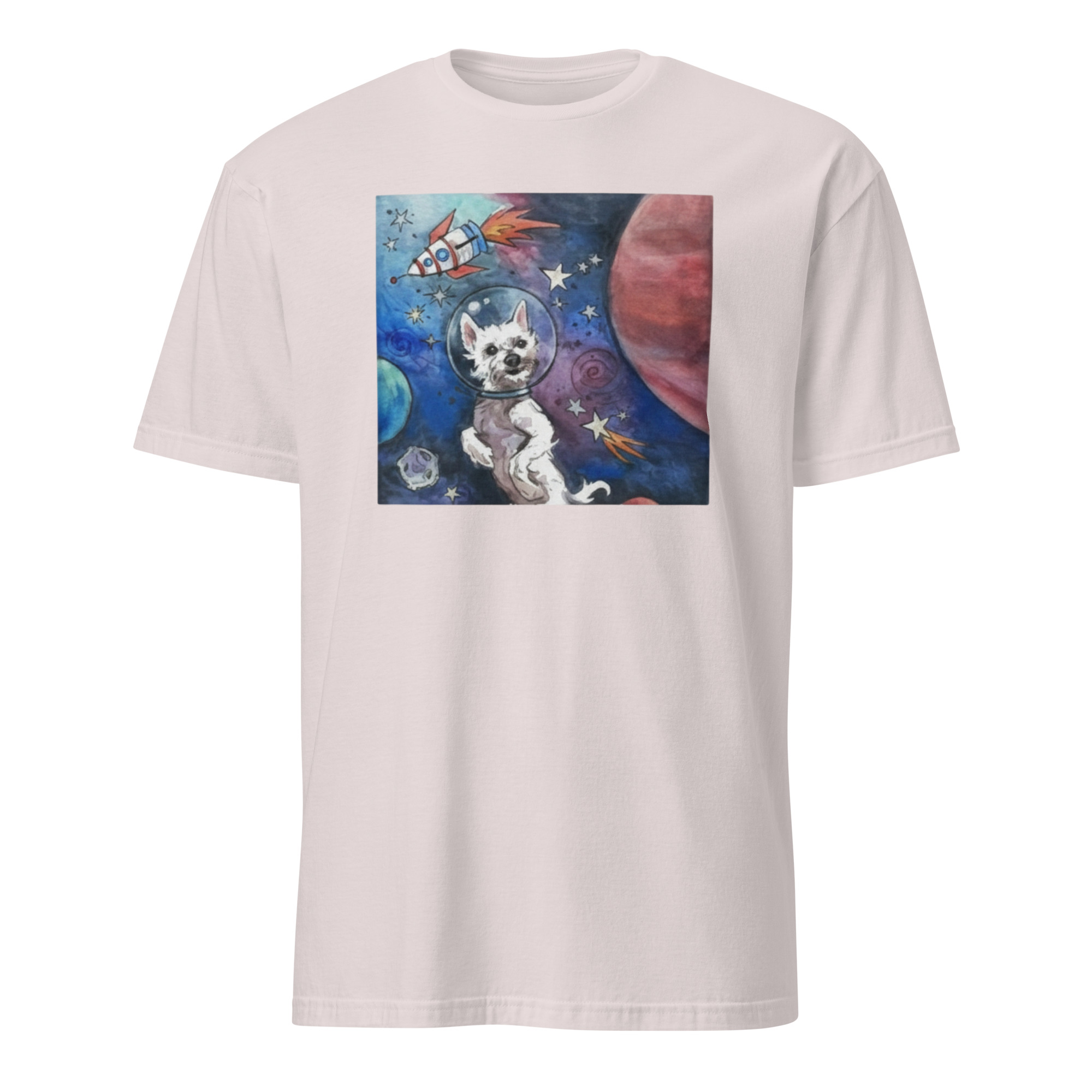 Kara Baldus Bradford In Space Shirt 5 Kara Baldus Bradford in Space Shirt Ice Grey with Bradford artwork floating in space