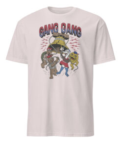 gang gang cartoon characters cracked bell philly shirt in ice grey