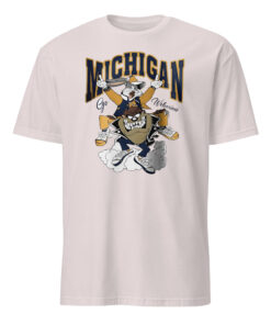 Ice grey Michigan Go Wolverines shirt with Bugs Bunny and Taz print