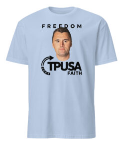 Charlie Kirk Freedom Shirt light blue cotton tee