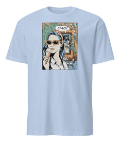 Morgans Ciao Graphic Shirt on High Potential in Light Blue – RE/DONE Classic Tee Ciao