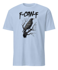 F-Caw-F Black Crow Moonlit Raven Shirt in light blue color