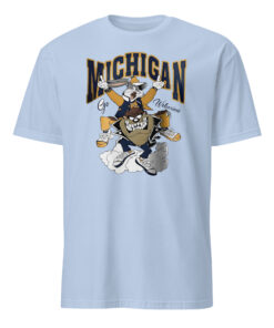 Light blue Michigan Wolverines cartoon shirt with Bugs Bunny and Tasmanian Devil